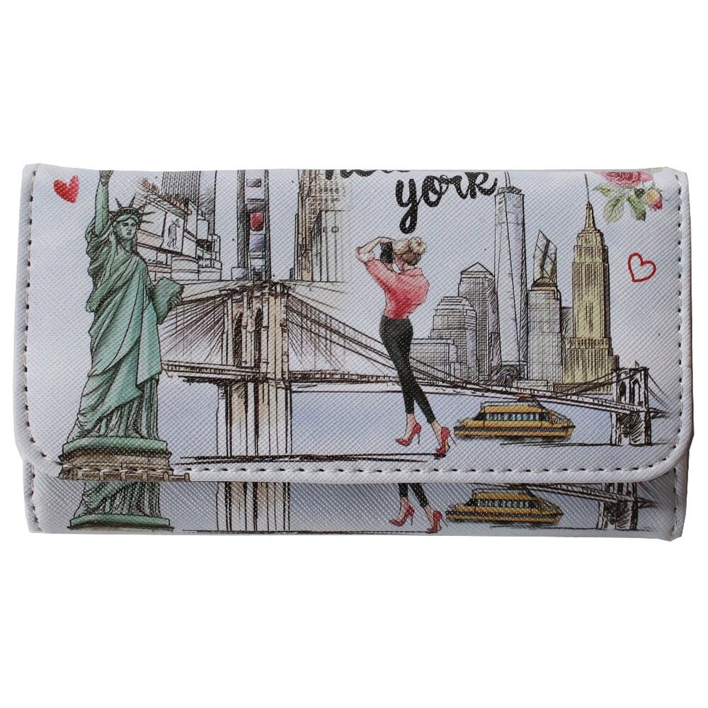 Women Fashion New York Statue of Liberty Gift Wallet Purse - Flower